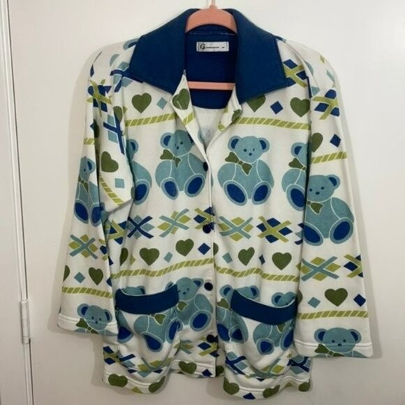 Teddy Bear Cardigan with Pockets, Cotton Blend Fleece, G. Super Edition, Medium - Picture 1 of 11